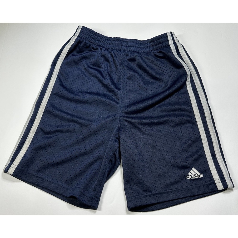 Adidas Blue Soccer Shorts 3 White‎ Stripes On Sides Boys Youth Size 6 Gym Shorts